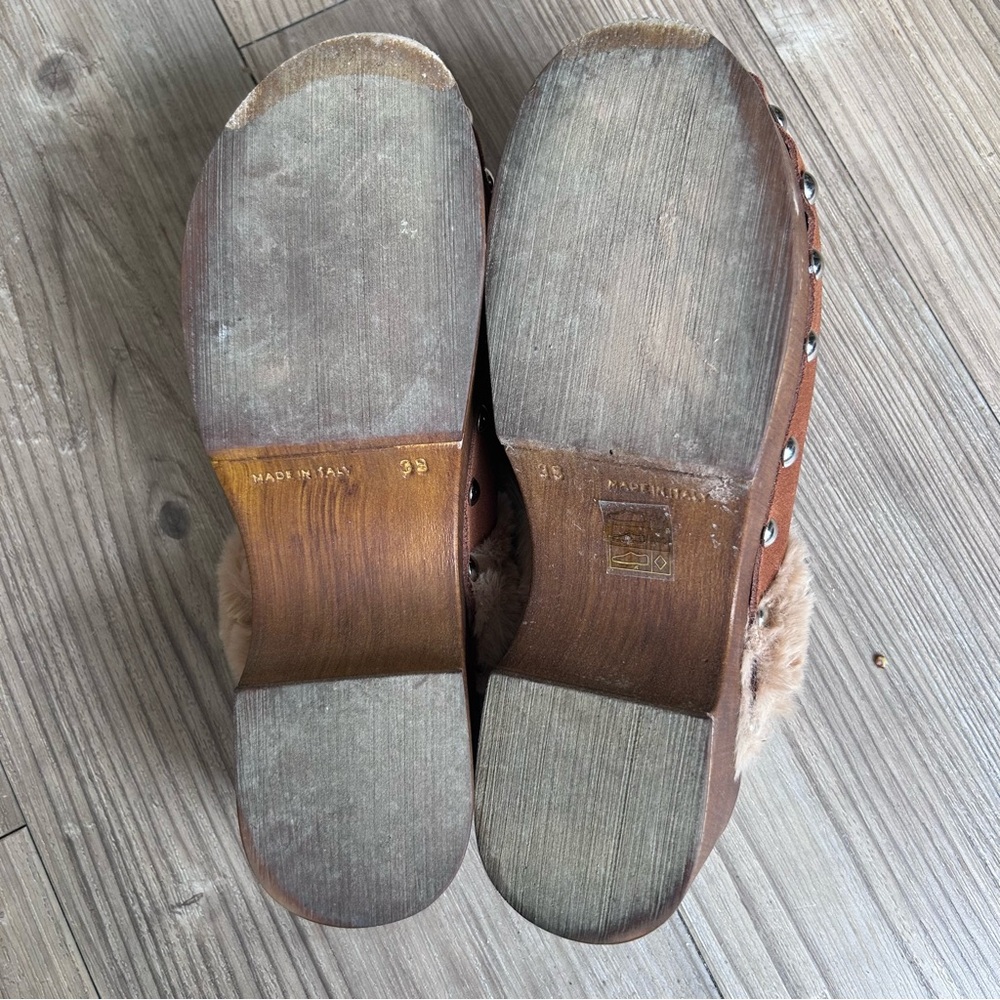 275 Central Faux-Fur Trim Brown Platform Clog Mule. Made in Italy size 38 - Picture 7 of 7